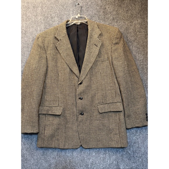 Harv’e Bernard Other - Vtg Harv'e Bernard Sport Coat Tweed Blazer Mens 48R Houndstooth Wool Brown Black